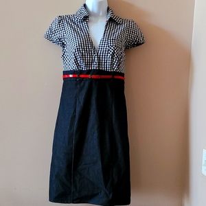 Vintage  Guess Jeans Buffalo Plaid Belted Cap Sleeve Dress size 9
